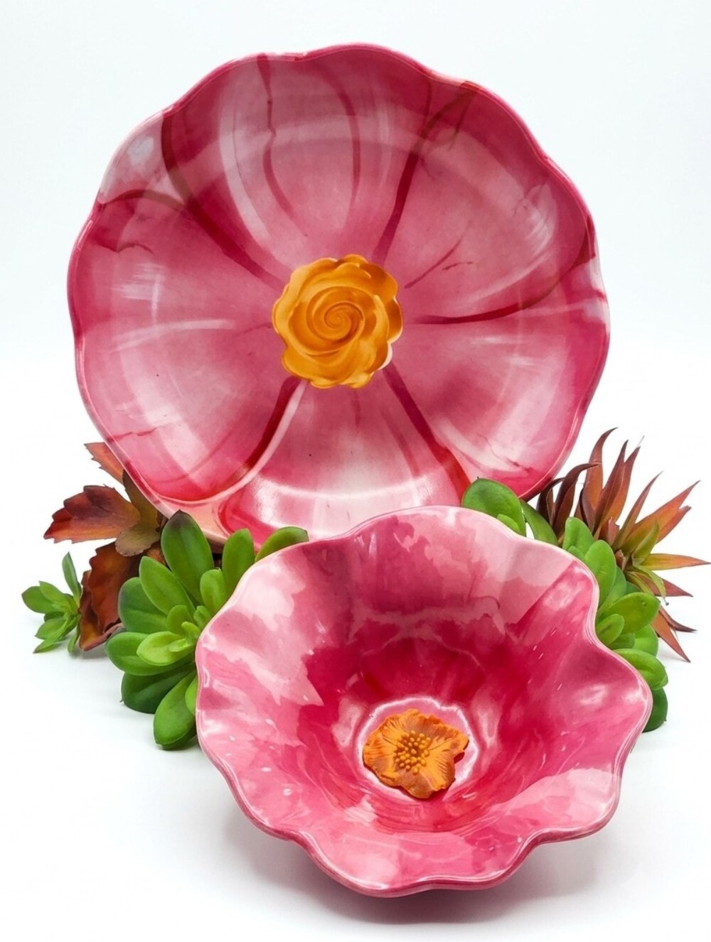 Trinket Bowls - Pink Floral Set of 2 Melamine